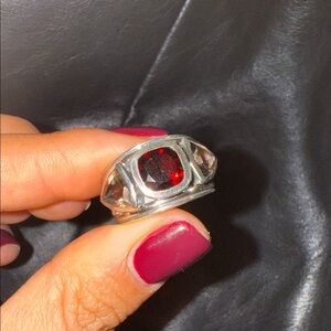Garnet and smokey quartz ring